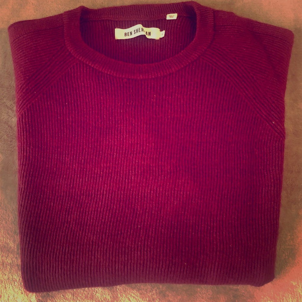 Ben Sherman Ribbed Dark Red Sweater
